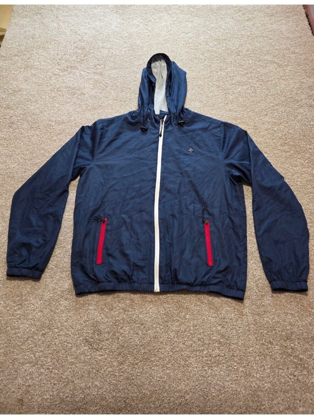 LRG Clothing Equipment Men's Blue Red Full Zip Hoodie Windbreaker Jacket Size XL